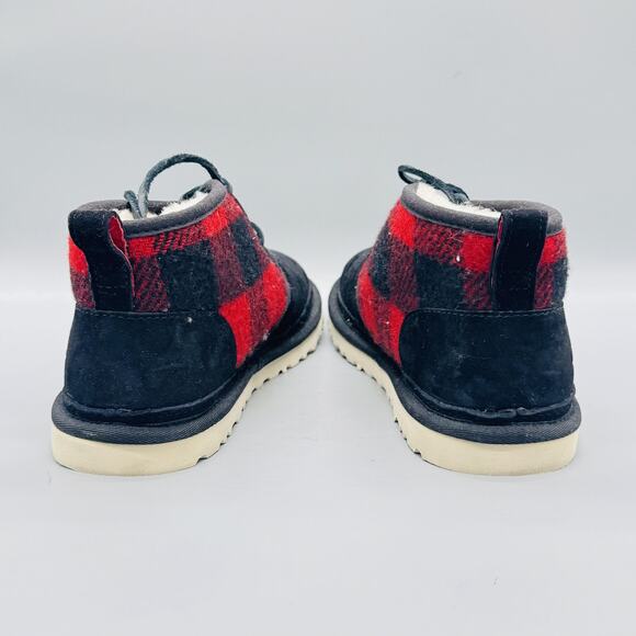 UGG Boots Mens 10 Black Suede Neumel Plaid Chukka Ankle Lace Up Lined Shoes